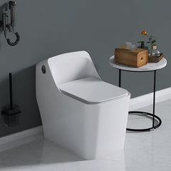 Plantex Platinium Ceramic Rimless One Piece Western Toilet/Water Closet/Commode With Soft Close Toilet Seat - S Trap Outlet (White)