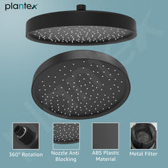 Plantex ABS Round Head Shower for Bathroom/Shower for Home/Hotel-(647-Black)