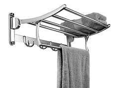 Plantex Dream Bathroom Accessories - Stainless Steel 6 Pcs Bathroom Organizer Set - Folding Towel Rack/Towel Rod/Napkin Ring/Soap Dish/Tumbler Holder/Robe Hook -(Chrome)