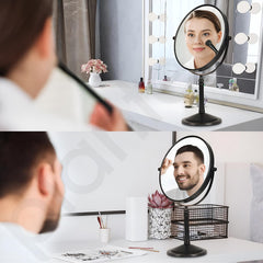 Plantex Brass Magnifying Mirror/Dual-Side 360° Swivel Mirror/Counter-Top Bathroom Mirror 10X Zoom/Makeup/Vanity Mirror - Golden