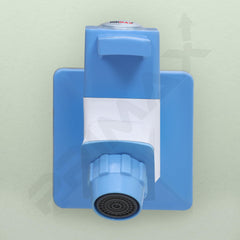 Plantex PTMT ES-111 Bibcock Water Tap for Bathroom with Teflon Tape and Plastic Wall Flange (Blue & White)