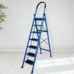 Plantex Premium Steel Foldable 7-Step Ladder for Home -Anti Skid Step/Strong Wide Steps Ladder - (Sapphire Blue & Black)