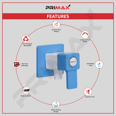 Plantex PTMT ES-114 Single Way Angle valve with Plastic Wall Flange and Teflon Tape for Bathroom| Washing Machine| Garden Tap (Blue & White)