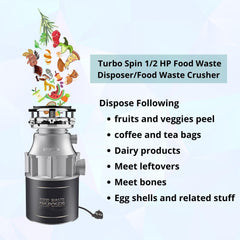 Plantex Turbo Spin 1/2 HP Food Waste Disposer/Food Waste Crusher/Sink Waste Disposer(with Air Switch)