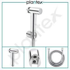 Plantex ABS Health Faucet Set for Bathroom/Dual Flow Jet Spray for Toilet with Stainless Steel 1 Meter Flexible Hose Pipe and Wall Hook/Hand Shower for Toilet-Chrome Finish