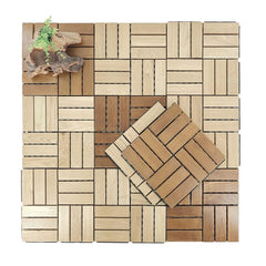 Plantex ASH Wood Interlocking Deck Tiles for Garden/Patio/Terrace/Indoor and Outdoor Flooring - Waterproof Flooring Tiles - Pack of 12 (Wood - 12x12 Inch)