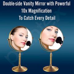 Plantex Brass Magnifying Mirror/Dual-Side 360° Swivel Mirror/Counter-Top Bathroom Mirror 10X Zoom/Makeup/Vanity Mirror - Brass Antique