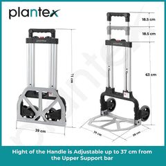 Plantex Heavy Duty Aluminum Cart Luggage Trolley/Hand Truck with Black Bungee Cords for Moving Box/Lugguage for Home/Warehouse/Office (Silver and Black)