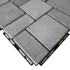 Plantex Tiles for Floor-Interlocking Stone Tiles/Garden Tile/Quick Flooring Solution for Indoor/Outdoor Deck Tile-Pack of 1 (Grey Stones)