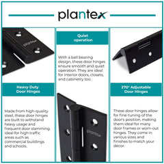 Plantex Heavy Duty Stainless Steel Door Butt Hinges 3 inch x 16 Gauge/1.5 mm Thickness Home/Office/Hotel for Main Door/Wooden/Bedroom/Kitchen - Pack of 48 (Black)