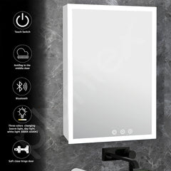 Plantex LED Mirror Cabinet for Bathroom with Defogger and Bluetooth/Bathroom Storage Organizer/Shelf/Bathroom Accessories - 16x24 Inches