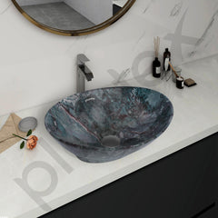 Plantex Ceramic Basin for Bathroom/Table Top Ceramic Basin/Washbasin for Bathroom - (BOAT-NS-553-Marble Finish)