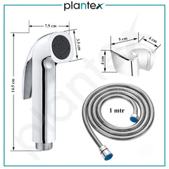 Plantex ABS Jet Spray for Toilet Set/Health Faucet with 1-Meter Shower Hose and Wall Hook/Health Faucet Set for Bathroom/Hand Gun for Toilet/Faucet for Toilet-(603-Chrome)