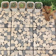 Plantex Tiles for Floor-Interlocking Pabble Stone Tiles/Garden Tile/Quick Flooring Solution for Indoor/Outdoor Deck Tile-Pack of 1 (Mix Stones)