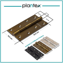 Plantex Heavy Duty Stainless Steel Door Butt Hinges 5 inch x 12 Gauge/2.5 mm Thickness Home/Office/Hotel for Main Door/Bedroom/Kitchen/Bathroom - Pack of 48 (Brass Antique)