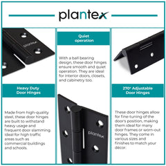 Plantex Heavy Duty Stainless Steel Door Butt Hinges 4 inch x 14 Gauge/2 mm Thickness Home/Office/Hotel for Main Door/Bedroom/Kitchen/Bathroom - Pack of 48 (Black)