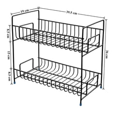Plantex Stainless Steel Multipurpose 2-Tier Bathroom Organizer Shelf/Rack/Stand - Bathroom Accessories (Black)