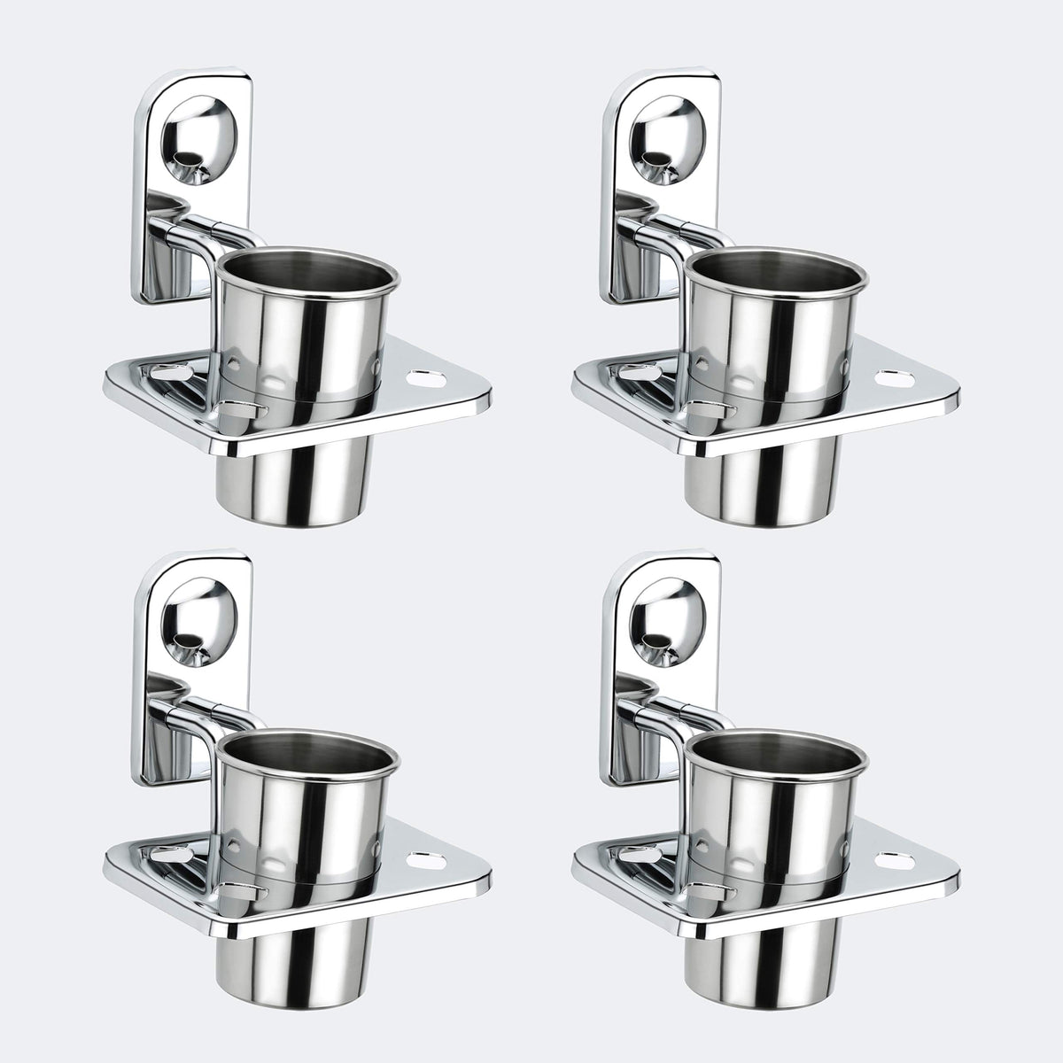 Plantex Dream Stainless Steel Tooth Brush Holder/Tumbler Holder/Bathroom Accessories (Chrome) - Pack of 4