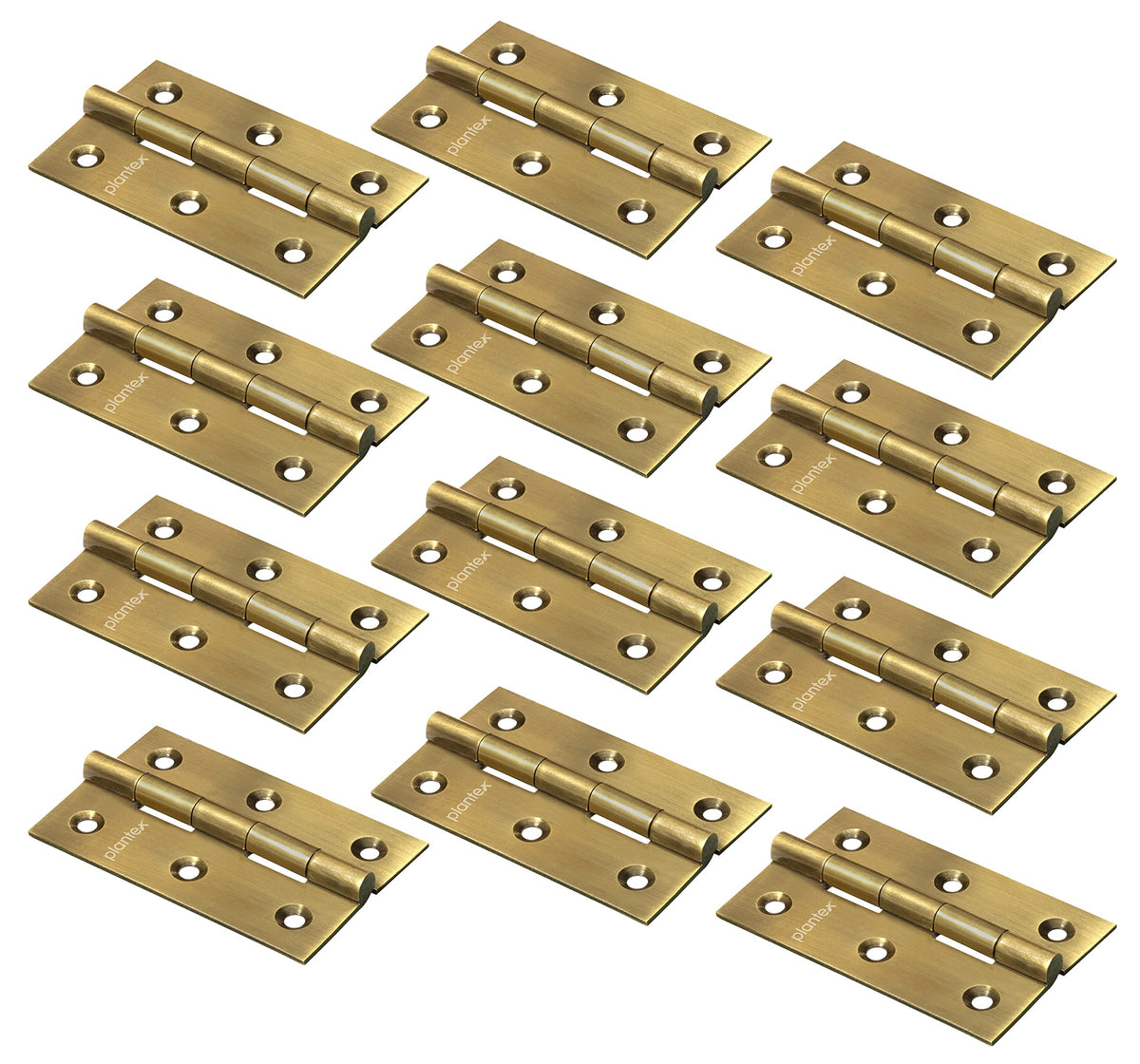 Plantex Heavy Duty Stainless Steel Door Butt Hinges 3 inch x 16 Gauge/1.5 mm Thickness Home/Office/Hotel for Main Door/Wooden/Bedroom/Kitchen - Pack of 12 (Brass Antique)