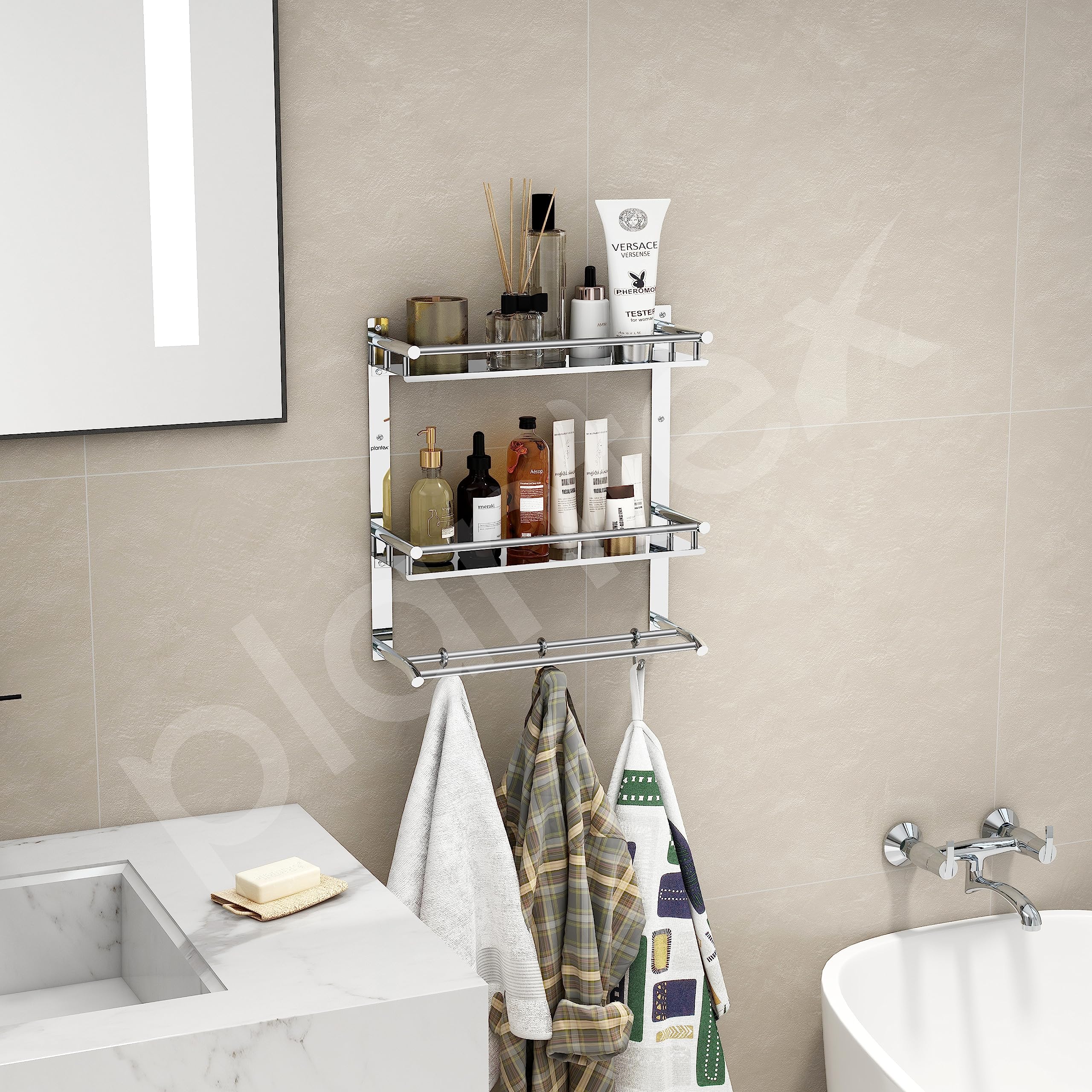 1pc Skincare Products Storage Rack Luxury Bathroom Double-Layered Storage  Shelf Toiletries Organizer Box For Vanity And Bathroom