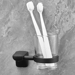 Plantex Space Aluminium Tumbler Holder/Toothbrush Holder for Bathroom/Stand for Bathroom Accessories (Black)