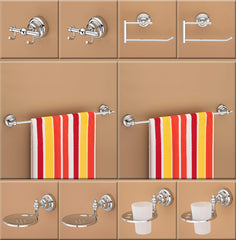 Plantex Stainless Steel 304 Grade Bathroom Accessories Set / Bathroom Hanger for Towel / Towel Bar / Napkin Ring / Tumbler Holder / Soap Dish / Robe Hook (Skyllo - Pack of 10)