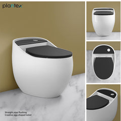 Plantex Platinium Ceramic One Piece Western Toilet/Water Closet/Commode With Soft Close Toilet Seat - S Trap Outlet (White and Black)