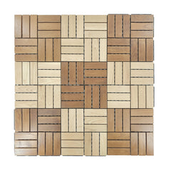 Plantex ASH Wood Interlocking Deck Tiles for Garden/Patio/Terrace/Indoor and Outdoor Flooring - Waterproof Flooring Tiles - Pack of 12 (Wood - 12x12 Inch)