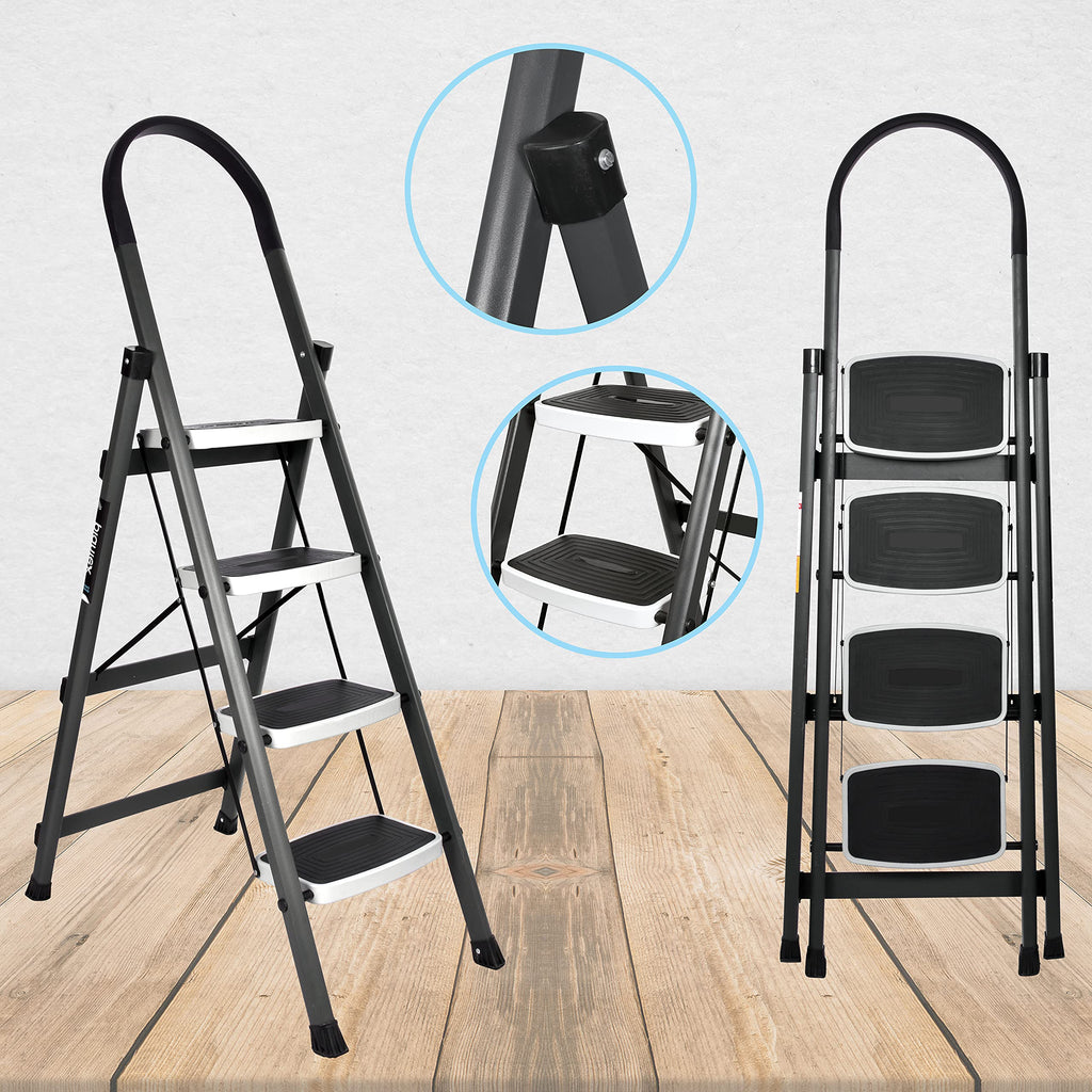 Plantex Ladder for Home-Foldable Steel 4 Step Ladder-Wide Anti Skid ...